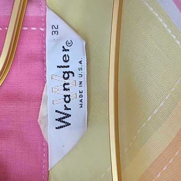 Wrangler Vintage Rare 1970's Hippie Rainbow Pastel Plaid Button Up Shirt XS/Smal - Picture 3 of 16